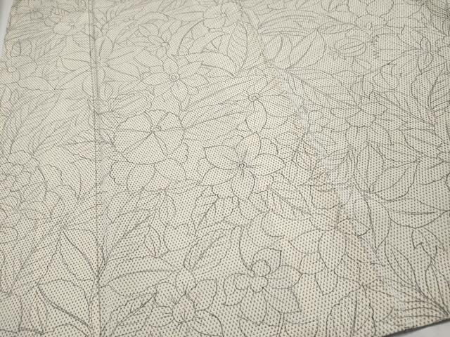 平和屋本店■極上　白鷹お召　草花文　練色地　逸品　未使用　CYAA2710s5
