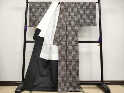 平和屋本店●極上　本場大島紬　十八算　12マルキ　泥染め　抽象文　永長織物謹製　証紙付き　逸品　CYAA2714s5