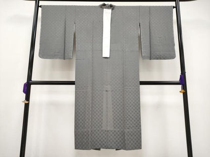 平和屋着物■上質な長襦袢　無双仕立て　市松地紋　源氏鼠色　逸品　未使用　CYAA2716s5