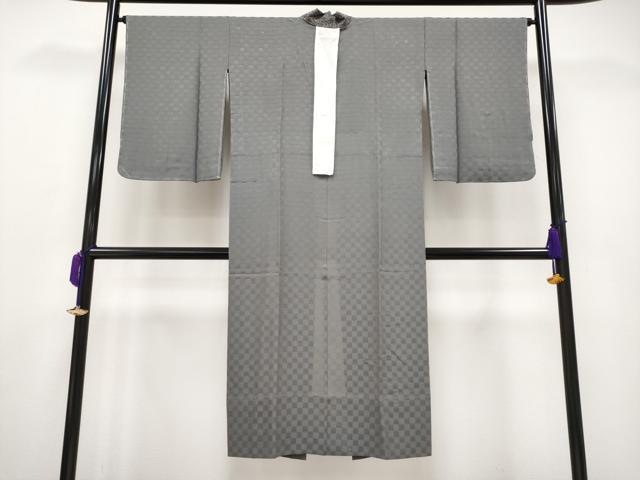 平和屋着物■上質な長襦袢　無双仕立て　市松地紋　源氏鼠色　逸品　未使用　CYAA2716s5