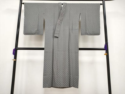 平和屋着物■上質な長襦袢　無双仕立て　市松地紋　源氏鼠色　逸品　未使用　CYAA2716s5