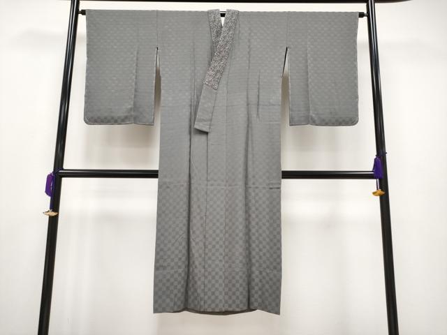 平和屋着物■上質な長襦袢　無双仕立て　市松地紋　源氏鼠色　逸品　未使用　CYAA2716s5