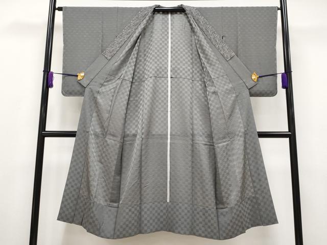 平和屋着物■上質な長襦袢　無双仕立て　市松地紋　源氏鼠色　逸品　未使用　CYAA2716s5