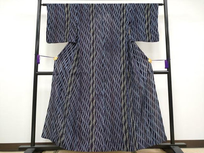 平和屋着物∴極上 夏物 浴衣 有松鳴海絞り よろけ縞 綿 逸品 CYAA2738s5