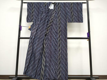 平和屋着物∴極上 夏物 浴衣 有松鳴海絞り よろけ縞 綿 逸品 CYAA2738s5