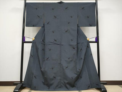 平和屋着物▽極上 本塩沢 単衣 兎露芝文 逸品 CYAA2758s5