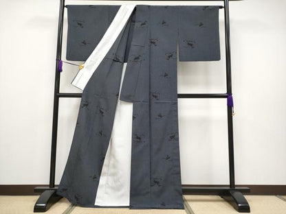平和屋着物▽極上 本塩沢 単衣 兎露芝文 逸品 CYAA2758s5