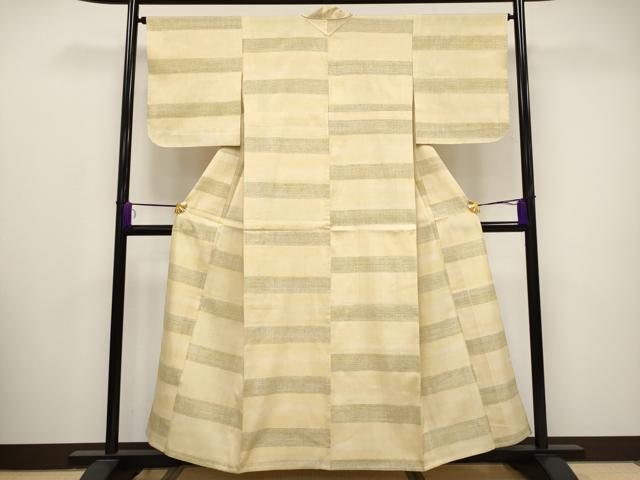 平和屋着物▽極上　本場結城紬　重要無形文化財　単衣　80亀甲　横段文　逸品　未使用　CYAA4928s6