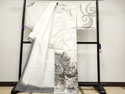 平和屋本店●最高級　訪問着　本場染大島紬　総手刺繍　龍　やまと金ラベル　逸品　CYAA5045s6