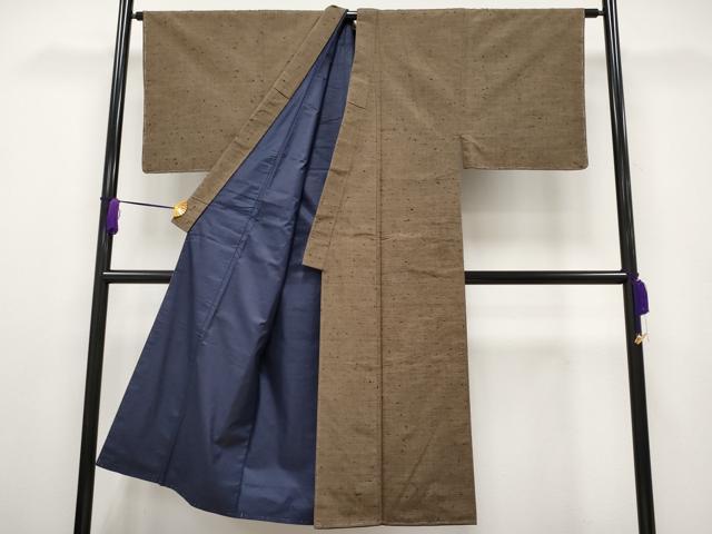 平和屋着物■極上　男性　髭紬　アンサンブル　色無地　黄枯茶色　逸品　未使用　CYAA2800s5