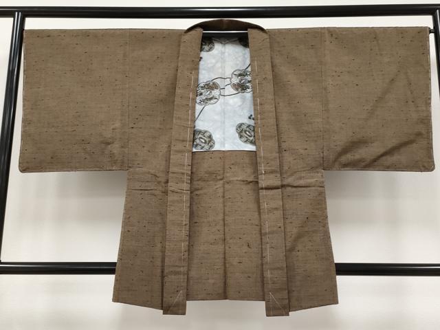平和屋着物■極上　男性　髭紬　アンサンブル　色無地　黄枯茶色　逸品　未使用　CYAA2800s5