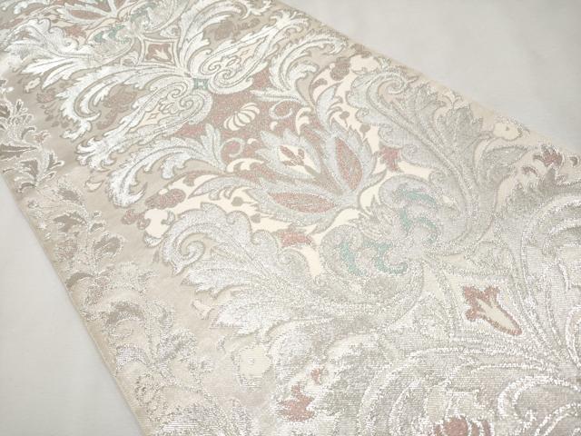 平和屋着物●極上　西陣　川島織物　GUY　LAROCHE　ギ・ラロッシュ　六通柄　本袋帯　花唐草文　銀糸　逸品　CYAA2802s5