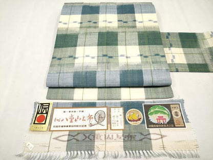 平和屋本店■極上　夏物　沖縄県無形文化財指定　本場八重山上布　草木染　手織　九寸名古屋帯　証紙付き　麻　逸品　CYAA2817s5