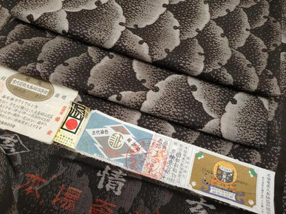 平和屋本店●極上　本場大島紬　9マルキ　泥染め　雪輪重ね文　田畑絹織物謹製　龍野達子作　証紙付き　逸品　CYAA2833s5