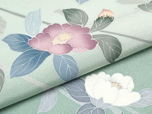 平和屋着物●極上 訪問着 友禅 作家物 枝椿 暈し染め 柳鼠色地 逸品 未使用 CYAA2837s5
