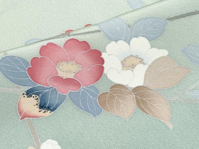 平和屋着物●極上 訪問着 友禅 作家物 枝椿 暈し染め 柳鼠色地 逸品 未使用 CYAA2837s5