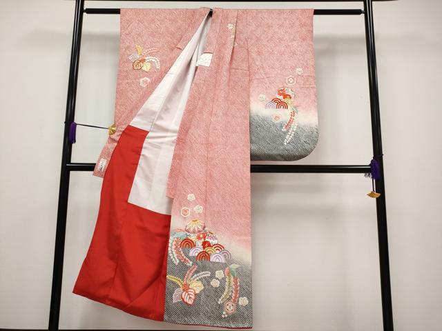 平和屋着物∵極上 女の子 十三参り 子供 祝着 駒刺繍 絞り 吉祥鞠花文 暈し染め 金彩 やまと誂製 逸品 CYAA2842s5