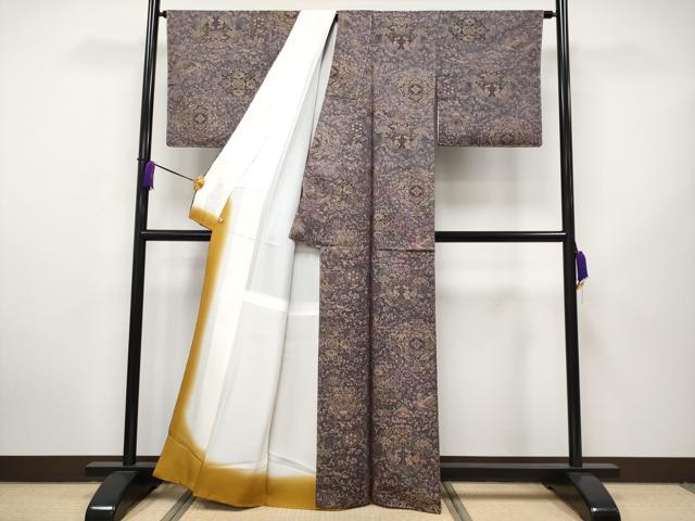 平和屋着物■極上　前田仁仙　仁仙更紗　お召　向かい鳥花唐草文　さが美扱い　逸品　未使用　CYAA2851s5