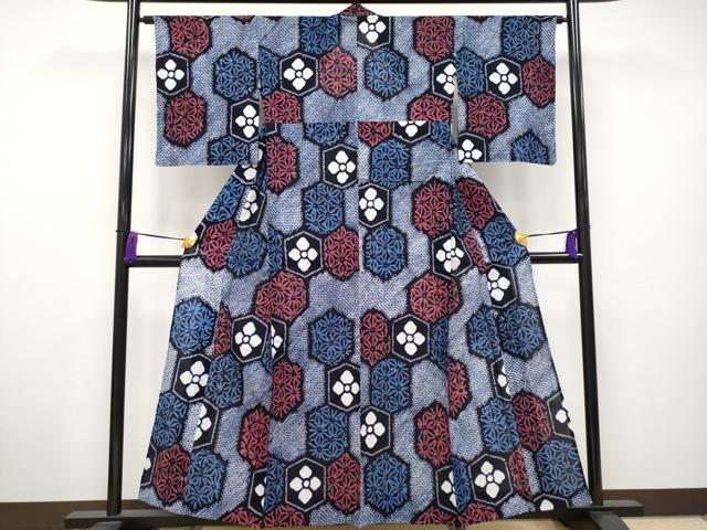平和屋着物∴極上 夏物 浴衣 有松鳴海絞り 亀甲麻の葉花文 大丸扱い 綿 逸品 未使用 CYAA2852s5