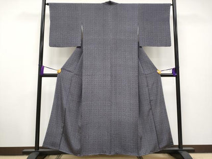 平和屋着物■極上　重要無形文化財　人間国宝　中村勇二郎　江戸小紋　古代菊　黒紅色地　逸品　未使用　CYAA2855s5