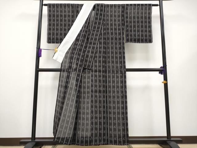 平和屋着物■極上　夏物　本場琉球絣　夏琉球　黒地　逸品　CYAA2858s5
