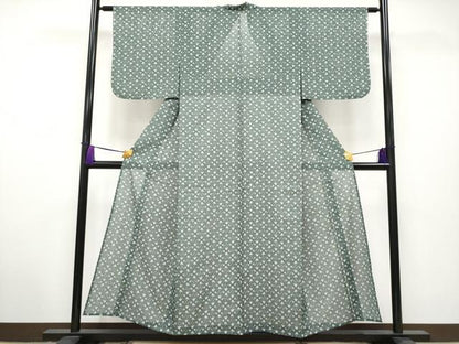 平和屋着物＊極上 夏物 洗える最高級着物 ＜英＞はなぶさ謹製 小紋 絽 草花文 柳煤竹色地 逸品 CYAA2859s5