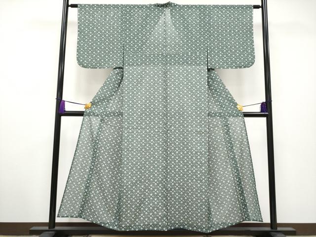 平和屋着物＊極上 夏物 洗える最高級着物 ＜英＞はなぶさ謹製 小紋 絽 草花文 柳煤竹色地 逸品 CYAA2859s5