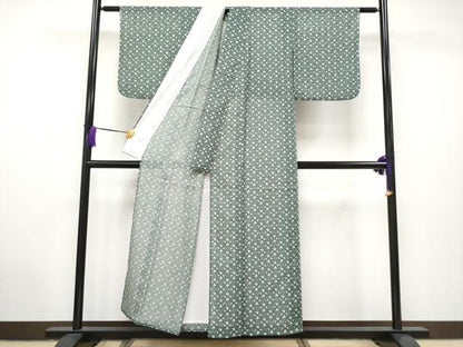 平和屋着物＊極上 夏物 洗える最高級着物 ＜英＞はなぶさ謹製 小紋 絽 草花文 柳煤竹色地 逸品 CYAA2859s5