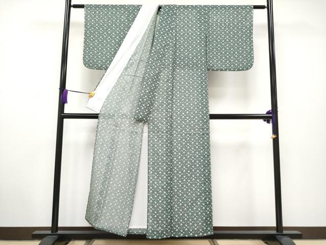 平和屋着物＊極上 夏物 洗える最高級着物 ＜英＞はなぶさ謹製 小紋 絽 草花文 柳煤竹色地 逸品 CYAA2859s5