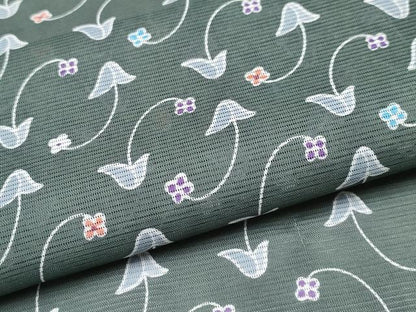 平和屋着物＊極上 夏物 洗える最高級着物 ＜英＞はなぶさ謹製 小紋 絽 草花文 柳煤竹色地 逸品 CYAA2859s5