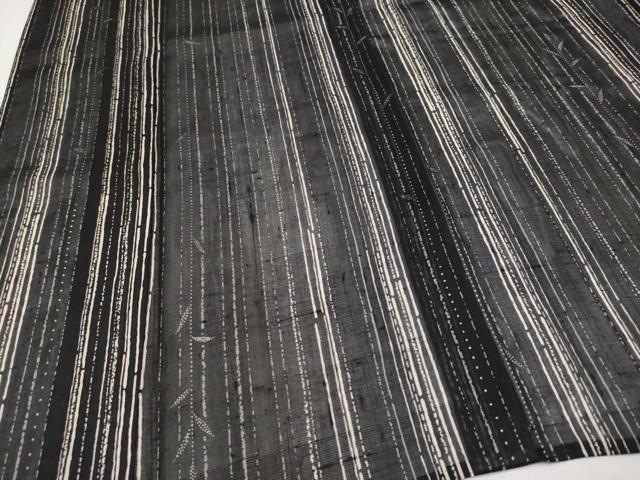 平和屋着物＊極上 夏物 絹芭蕉 枝葉文 黒地 逸品 CYAA2860s5