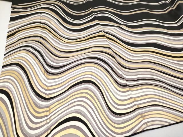 平和屋本店■極上　訪問着　駒刺繍　流線文　黒地　金彩　逸品　CYAA2861s5