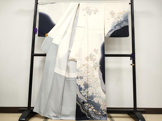 平和屋着物■極上　訪問着　駒刺繍　絞り　雪輪枝花文　金彩　逸品　CYAA2865s5