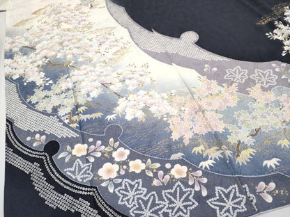 平和屋着物■極上　訪問着　駒刺繍　絞り　雪輪枝花文　金彩　逸品　CYAA2865s5