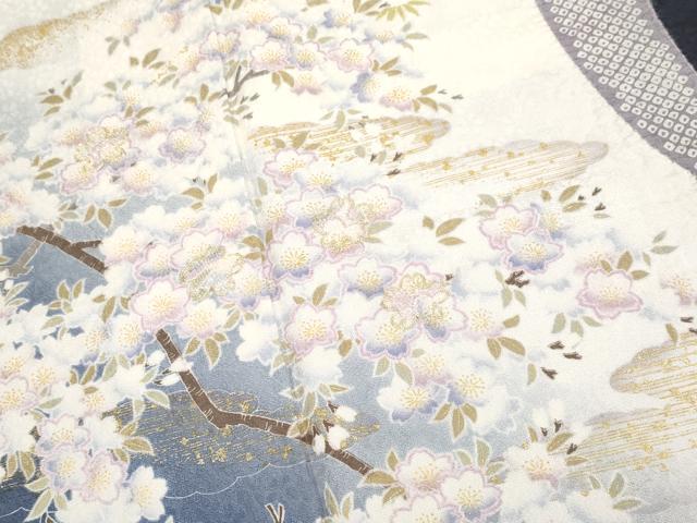 平和屋着物■極上　訪問着　駒刺繍　絞り　雪輪枝花文　金彩　逸品　CYAA2865s5