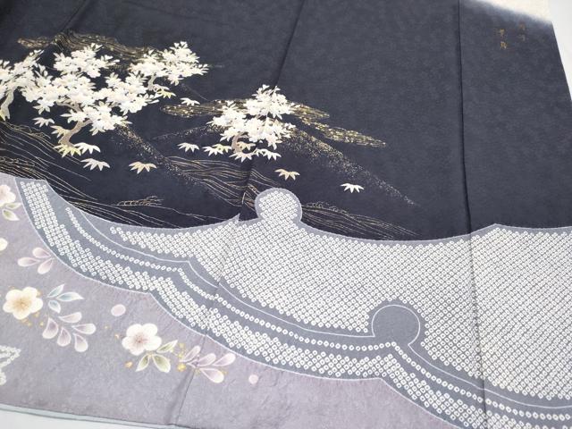 平和屋着物■極上　訪問着　駒刺繍　絞り　雪輪枝花文　金彩　逸品　CYAA2865s5