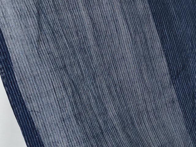 平和屋着物＊極上　夏物　本場小千谷ちぢみ　縞　濃紺地　麻　証紙付き　逸品　CYAA5070s6