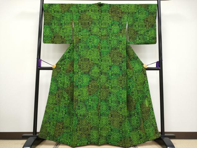 平和屋本店■極上　前田仁仙　仁仙更紗　小紋　動物花唐草文　黒地　逸品　CYAA2869s5