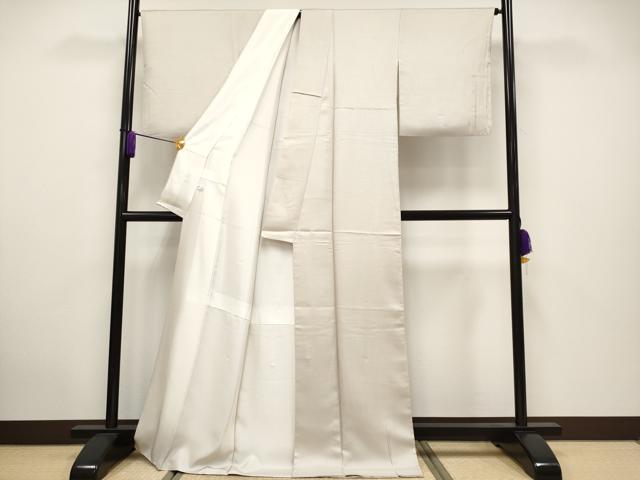 平和屋本店●極上　京都染織メーカー・貴久樹謹製　野蚕糸　ナチュラルタッサー　色無地　小菱　亜麻色　証紙・反端付き　逸品　CYAA4828s6
