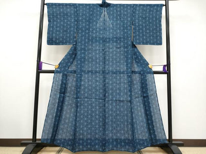 平和屋本店■希少　夏物　日本工芸会正会員　林宗平　重要無形文化財　越後上布　麻の葉文様　褐返色　上代140万　証紙付　逸品 CYAA2875s5