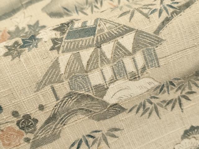 平和屋着物＊極上 夏物 染織の名門 しょうざん 生紬 訪問着 風景文 薄香色地 逸品 CYAA2877s5