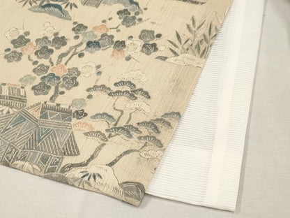 平和屋着物＊極上 夏物 染織の名門 しょうざん 生紬 訪問着 風景文 薄香色地 逸品 CYAA2877s5