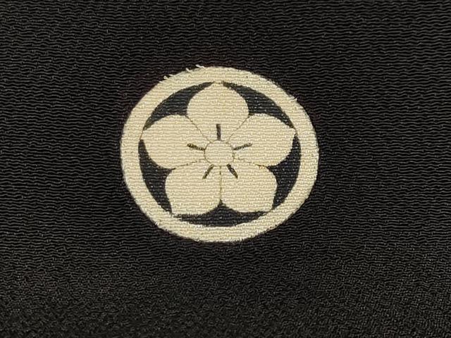 平和屋着物■極上　アンティーク　大正ロマン　振袖　駒刺繍　地紙貝桶草花文　暈し染め　黒地　金糸　逸品　CYAA2881s5
