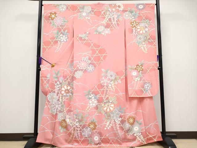 平和屋着物●極上　振袖　京友禅　作家物　露芝舞花文　金彩　逸品　未使用　CYAA2886s5