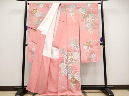 平和屋着物●極上　振袖　京友禅　作家物　露芝舞花文　金彩　逸品　未使用　CYAA2886s5