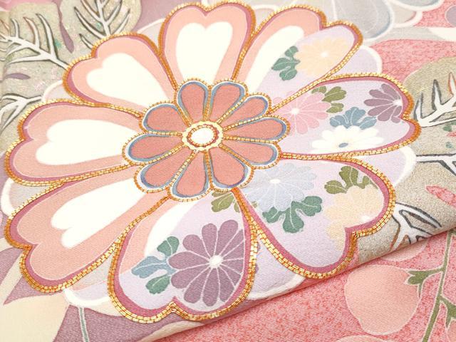 平和屋着物●極上　振袖　京友禅　作家物　露芝舞花文　金彩　逸品　未使用　CYAA2886s5
