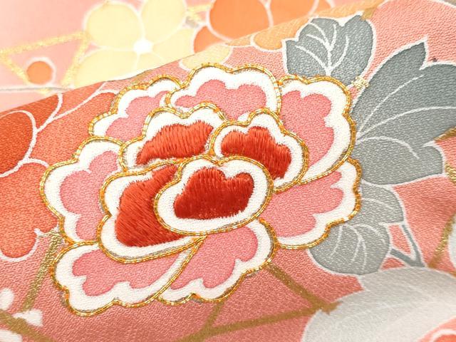 平和屋本店●極上　創業460年・千總　振袖　駒刺繍　枝花文　暈し染め　金彩　小田急百貨店扱い　逸品　未使用　CYAA2887s5