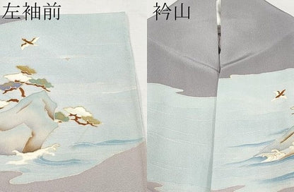 平和屋着物■極上　訪問着　単衣　京友禅　駒刺繍　浜松風景文　金彩　逸品　CYAA2892s5