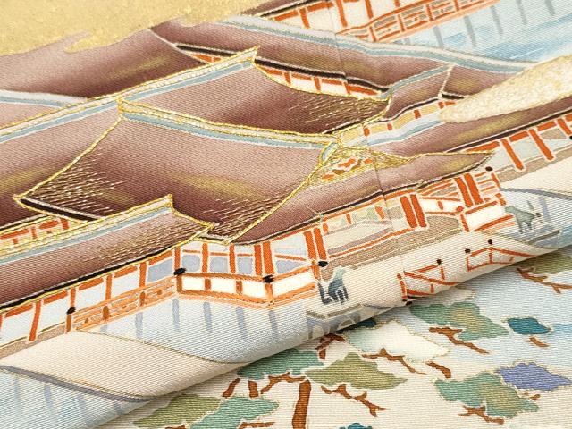 平和屋着物■極上　訪問着　単衣　京友禅　駒刺繍　浜松風景文　金彩　逸品　CYAA2892s5