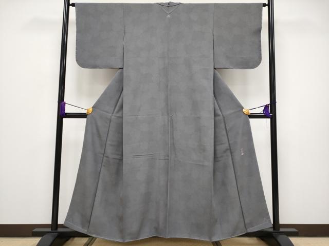 平和屋着物●極上　彫士：双光　染士：昌亮　江戸小紋　雪輪寄せ小紋柄　消炭色地　逸品　未使用　CYAA2893s5